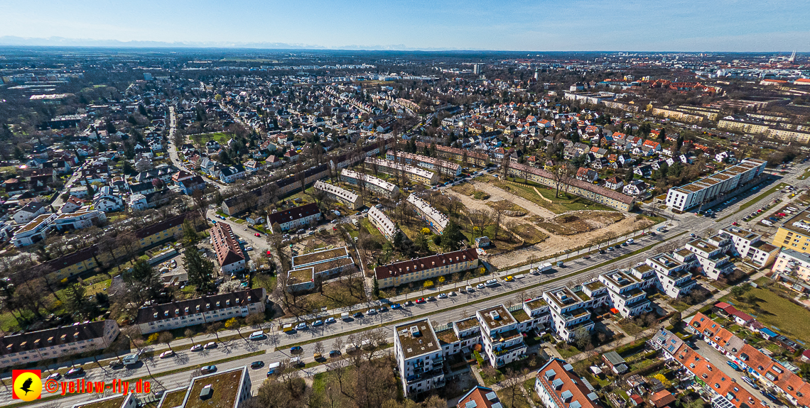 21.03.2023 - Luftbilder von der Baustelle Maikäfersiedlung in Berg am Laim